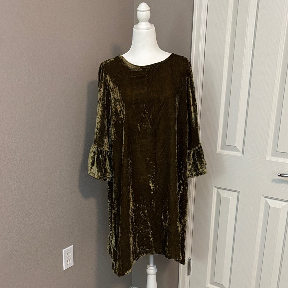 Bryn Walker Velvet Dress with Ruffle Sleeves